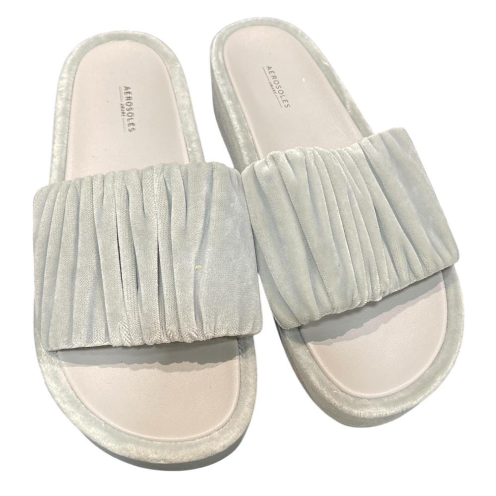 Aerosoles Dada Velvet Gray Slide Sandals